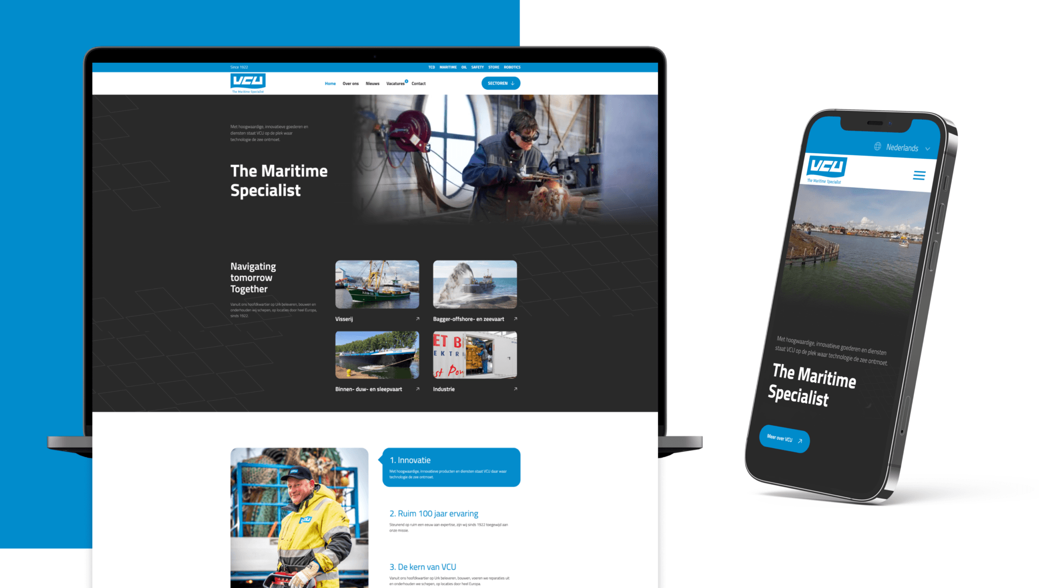De website van VCU op laptop en mobiel, gemaakt door REUS