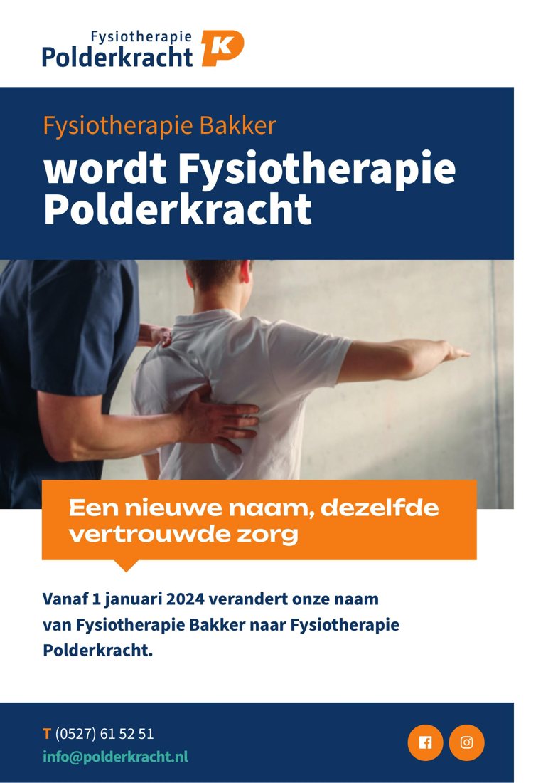 Poster voor Fysiotherapie Polderkracht in dezelfde stijl als de online uitingen