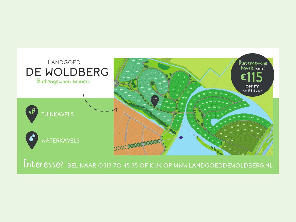 Offline media: groot bord met plattegrond voor Landgoed de Woldberg